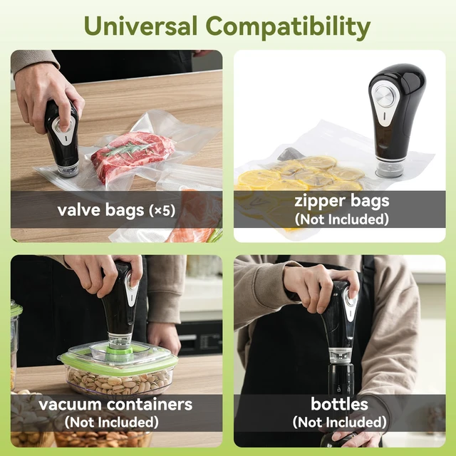 Alt view image 6 of 7 - Handheld Vacuum Sealer, Portable & Rechargeable Design | Powerful Compact Cordless Vacuum Sealer for Seal Meal Saver & Storage, Works with valved Bags, Zipper Bags and Containers