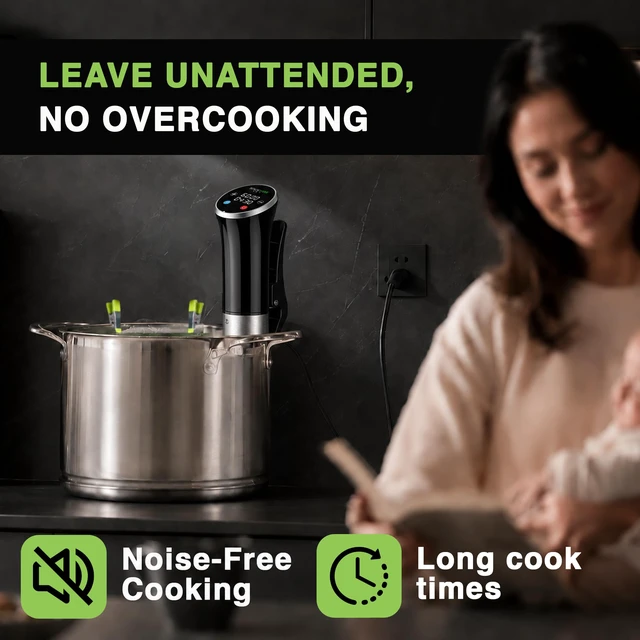 Alt view image 6 of 7 - Sous Vide Immersion Cooker Kit - Machine with Digital Timer, Temp Control, 30 Bags, Vacuum Pump, Suvee Cooker Gift for Chefs