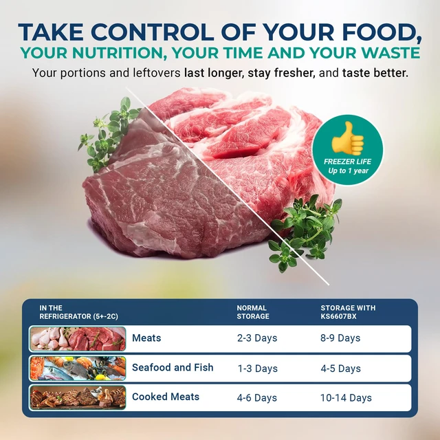 Alt view image 3 of 5 - KS6607BX Vacuum Sealer Machine, Dry, Moist & Liquid Modes, Powerful Suction Food Preservation System, Compact Smart Design for Fresh and Organized Kitchens