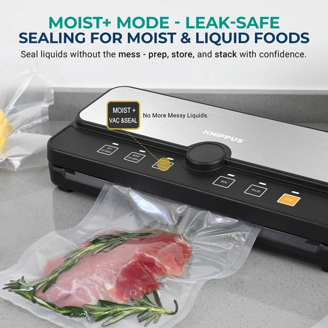 Alt view image 4 of 5 - KS6607BX Vacuum Sealer Machine, Dry, Moist & Liquid Modes, Powerful Suction Food Preservation System, Compact Smart Design for Fresh and Organized Kitchens