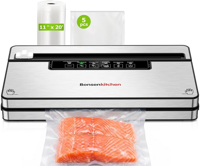 Main image of Vacuum Sealer Machine,80 kPa Powerful Suction,Silver | Multi-Functional Food Vacuum Sealer With Removable Drip Tray,Built-in Cutter & Bag Storage,1 Roll & 5 Vacuum Bags