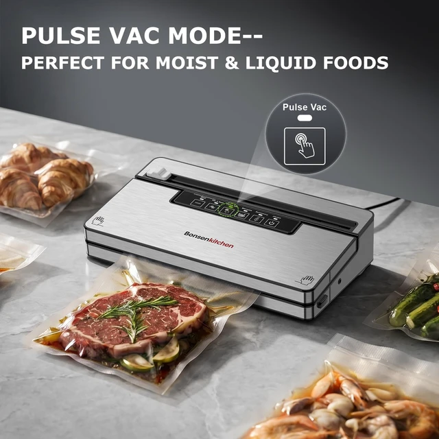 Alt view image 3 of 7 - Vacuum Sealer Machine,80 kPa Powerful Suction,Silver | Multi-Functional Food Vacuum Sealer With Removable Drip Tray,Built-in Cutter & Bag Storage,1 Roll & 5 Vacuum Bags