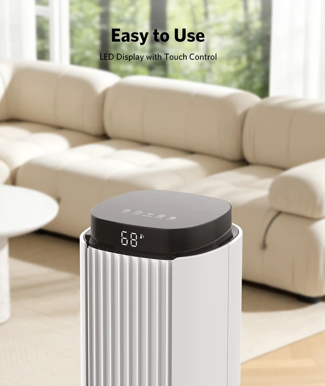 Alt view image 5 of 7 - 36 Inch Tower Fan for Bedroom, 23ft/s Velocity, Oscillating Standing Fans for Room with 6 Speeds, 4 Modes, LED Display, 12H Timer, 80° Bladeless Floor Fans with Remote, Living Room, Office, Home