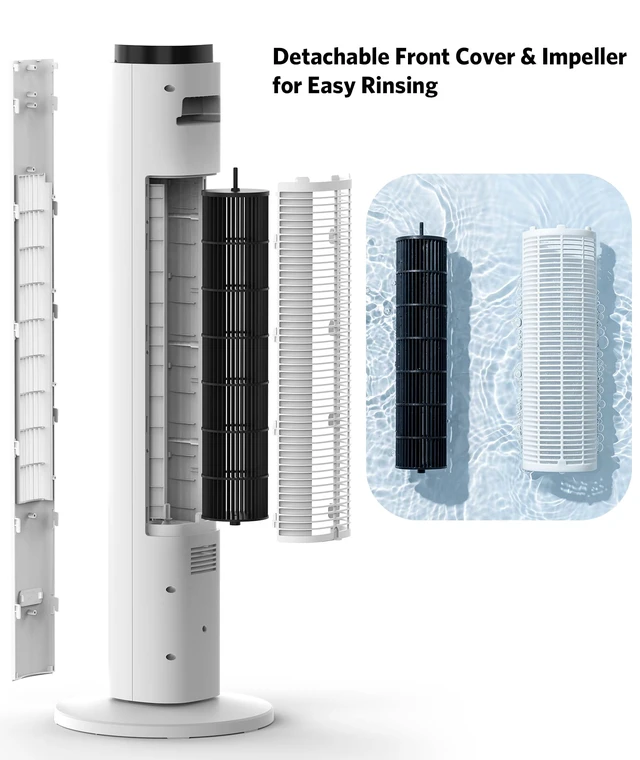 Alt view image 7 of 7 - 36 Inch Tower Fan for Bedroom, 23ft/s Velocity, Oscillating Standing Fans for Room with 6 Speeds, 4 Modes, LED Display, 12H Timer, 80° Bladeless Floor Fans with Remote, Living Room, Office, Home