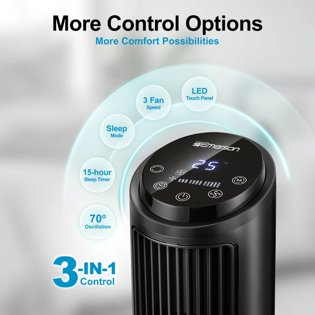 Alt view image 6 of 7 - SmartVoice 29 Tower Fan, Wi-Fi Free Voice Control, Smart Tower Fan for Bedroom, 70° Oscillating, 3 Wind Speeds, 15-Hr Timer, Sleep Mode & Remote Control