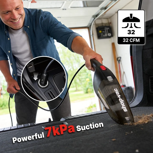 Alt view image 3 of 7 - 12V Car Vacuum Cleaner, 7000 Pa Handheld Vacuum, 16 FT Cord, Black | 7000 Pa Suction Power Portable Vacuum Cleaner for Deep Interior Detail Cleaning, Multiple Nozzles, Cigarette Lighter Plug