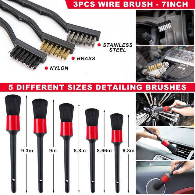 Alt view image 6 of 7 - 44Pcs Car Wash Cleaning Kit with Detailing Brushes Car Vacuum Drill Brush Set Collapsible Bucket Windshield Cleaning Tool Tire Brush Towels Complete Interior Exterior Detailing Set for Car