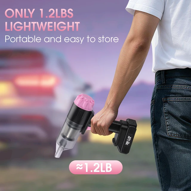 Alt view image 4 of 7 - 25pcs Car Cleaning Kit, Pink Interior Detailing Kit with High Power Vacuum Portable Cordless, Handheld Vacuum Cleaner for Home, Car, Pet Hair, Keyboard, Complete Auto Accessories for Gift