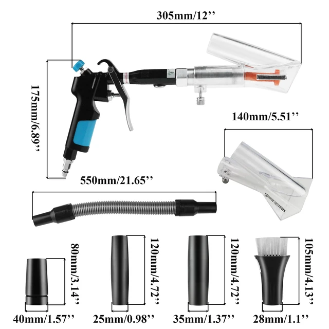 Alt view image 2 of 7 - 2in1 Car Cleaning Gun Detailing Dry Air Blow Gun & Vacunm Gun for Car | Multi-Purpose Vortex Air Cleaning Tool Detachable Sprinkler Head for Quickly Blasts Dirt from Surface with Air Compressor