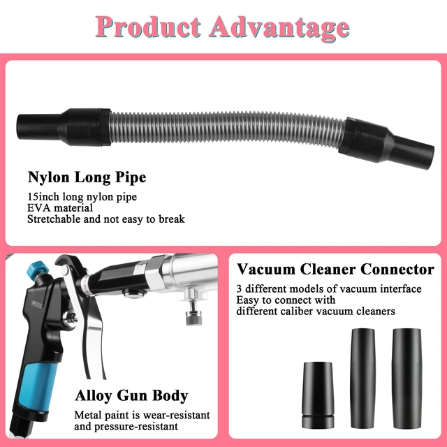 Alt view image 3 of 7 - 2in1 Car Cleaning Gun Detailing Dry Air Blow Gun & Vacunm Gun for Car | Multi-Purpose Vortex Air Cleaning Tool Detachable Sprinkler Head for Quickly Blasts Dirt from Surface with Air Compressor