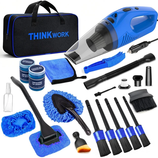Main image of Car Cleaning Kit with Vacuum,Deep Cleaning for Interior Detailing | 7600PA High Power Corded Handheld Vacuum,Windshield Cleaner Tool,Detailing Brush Set,Storage Bag,17Pcs Blue Car Accessories