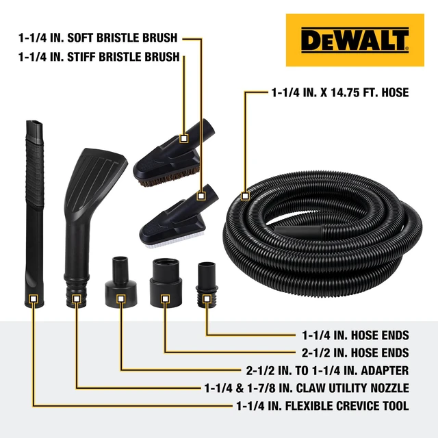 Alt view image 2 of 7 - 8-Piece Car Detailing Vacuum Hose Accessory Kit, DXVA13-0801 | Compatible with Most Wet and Dry Shop Vacuum, Shop Vac Attachments for Efficient Cleaning