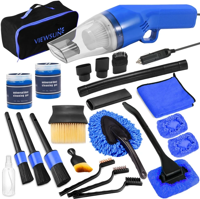 Main image of 18PCS Car Cleaning Kit, Car Interior Detailing Kit with Blue High Power Handheld Vacuum, Detailing Brush Set, Windshield Cleaner, Cleaning Gel, Complete Auto Accessories for Men, Women