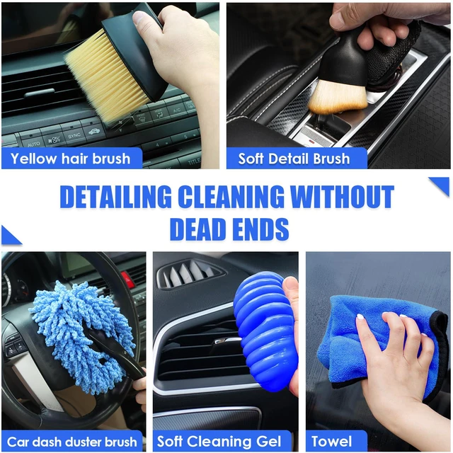 Alt view image 4 of 7 - 18PCS Car Cleaning Kit, Car Interior Detailing Kit with Blue High Power Handheld Vacuum, Detailing Brush Set, Windshield Cleaner, Cleaning Gel, Complete Auto Accessories for Men, Women