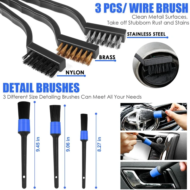 Alt view image 5 of 7 - 18PCS Car Cleaning Kit, Car Interior Detailing Kit with Blue High Power Handheld Vacuum, Detailing Brush Set, Windshield Cleaner, Cleaning Gel, Complete Auto Accessories for Men, Women