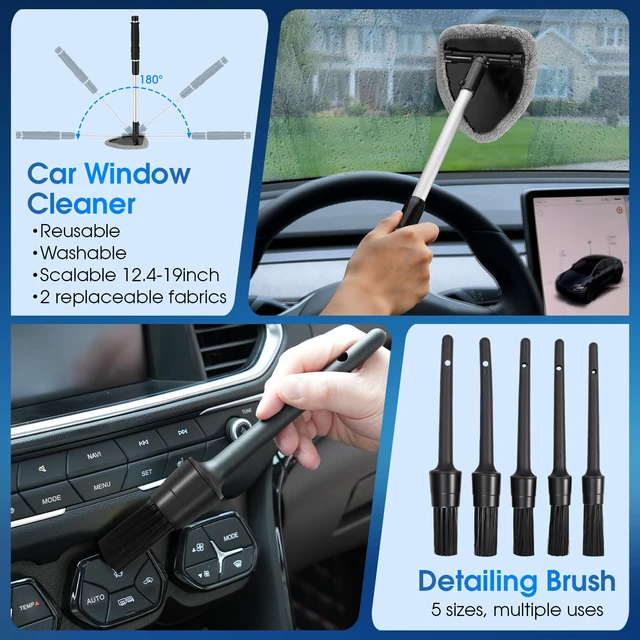 Alt view image 6 of 7 - 26pcs Car Cleaning Kit, Gray Interior Detailing Kit with High Power Vacuum Portable Cordless, Handheld Vacuum Cleaner for Home, Car, Pet Hair, Keyboard, Complete Auto Accessories for Gift