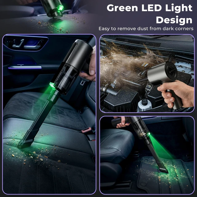 Alt view image 5 of 7 - Car Vacuum Portable Cordless, Handheld Vacuum Cleaner Mini Small | 20000Pa High Suction, 80000RPM Brushless Motor, 7 Nozzles Car Cleaning Kit with Air Duster Blower for Car Interior, Pet Hair