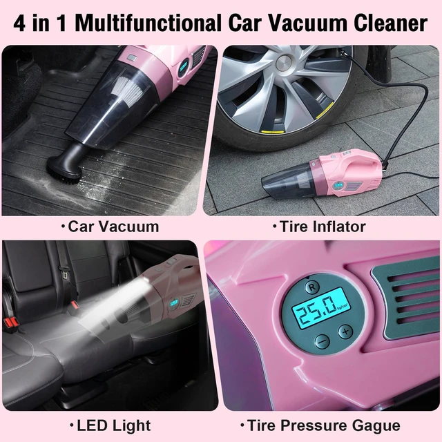 Alt view image 2 of 7 - Pink Car Cleaning Kit, 25Pcs Detailing Kit Interior with 4-in-1 Power Handheld Vacuum Cleaner, Detailing Brush Set, 2-in-1 Windshield Cleaner Tool, Car Accessories for Cleaning, Gift for Women