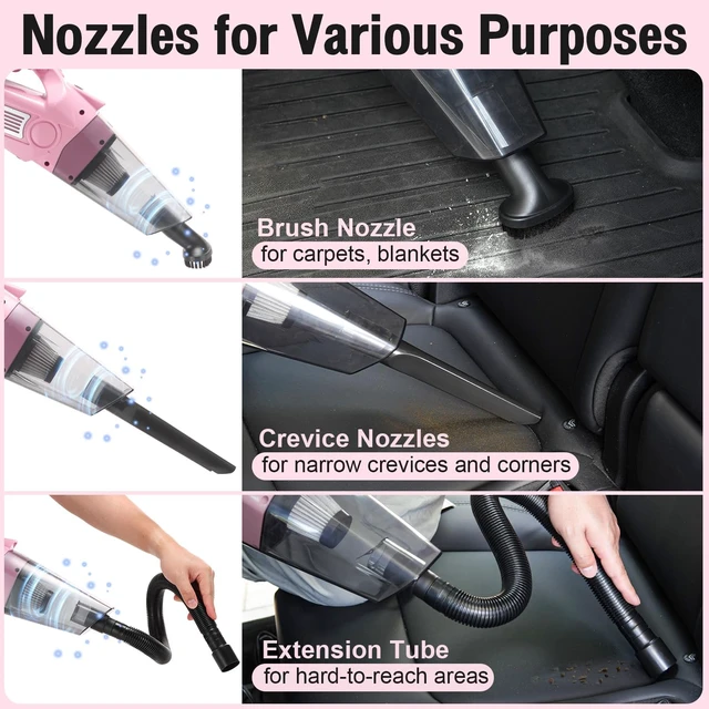 Alt view image 4 of 7 - Pink Car Cleaning Kit, 25Pcs Detailing Kit Interior with 4-in-1 Power Handheld Vacuum Cleaner, Detailing Brush Set, 2-in-1 Windshield Cleaner Tool, Car Accessories for Cleaning, Gift for Women