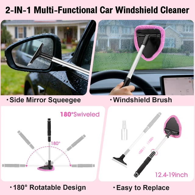 Alt view image 5 of 7 - Pink Car Cleaning Kit, 25Pcs Detailing Kit Interior with 4-in-1 Power Handheld Vacuum Cleaner, Detailing Brush Set, 2-in-1 Windshield Cleaner Tool, Car Accessories for Cleaning, Gift for Women