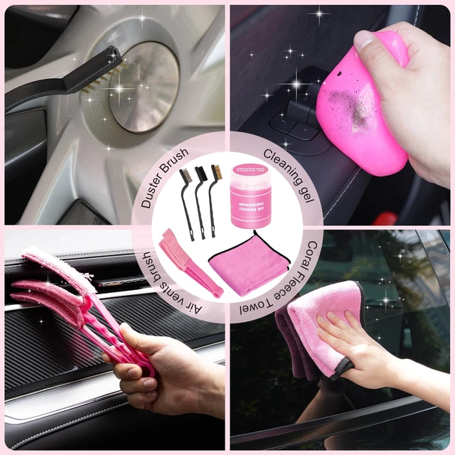 Alt view image 7 of 7 - Pink Car Cleaning Kit, 25Pcs Detailing Kit Interior with 4-in-1 Power Handheld Vacuum Cleaner, Detailing Brush Set, 2-in-1 Windshield Cleaner Tool, Car Accessories for Cleaning, Gift for Women
