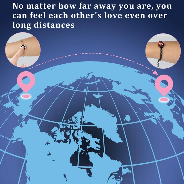 Alt view image 3 of 6 - Long Distance Touch Bracelets, Light up Remote Smart Matching Couples Bracelet for Couple Long Distance Relationship Girlfriend Boyfriend Xmas Valentine's Day Festival Gifts Black Gold Jewelry Set