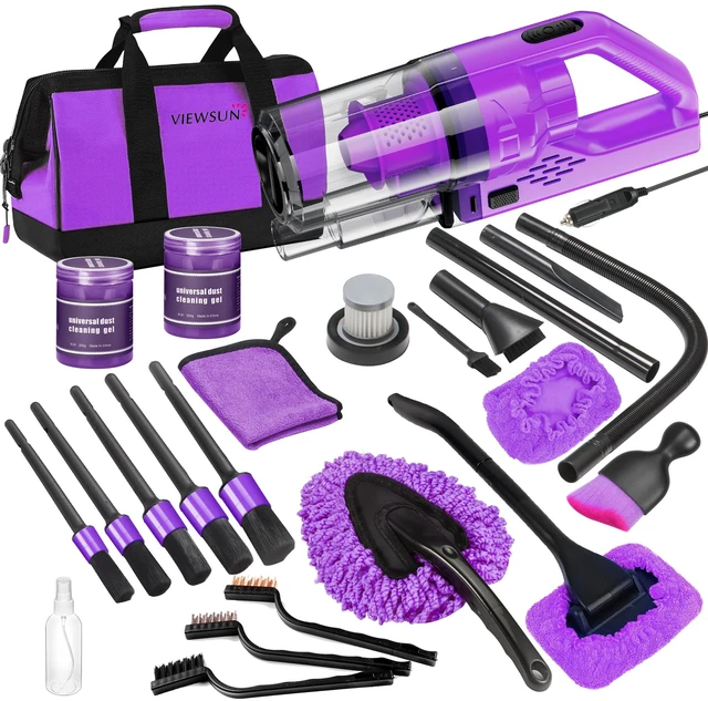 Main image of 17PCS Car Cleaning Kit, Purple Car Interior Detailing Kit with High Power Handheld Vacuum, Detailing Brush Set, Windshield Cleaner, Cleaning Gel, Complete Auto Accessories for Women Gift