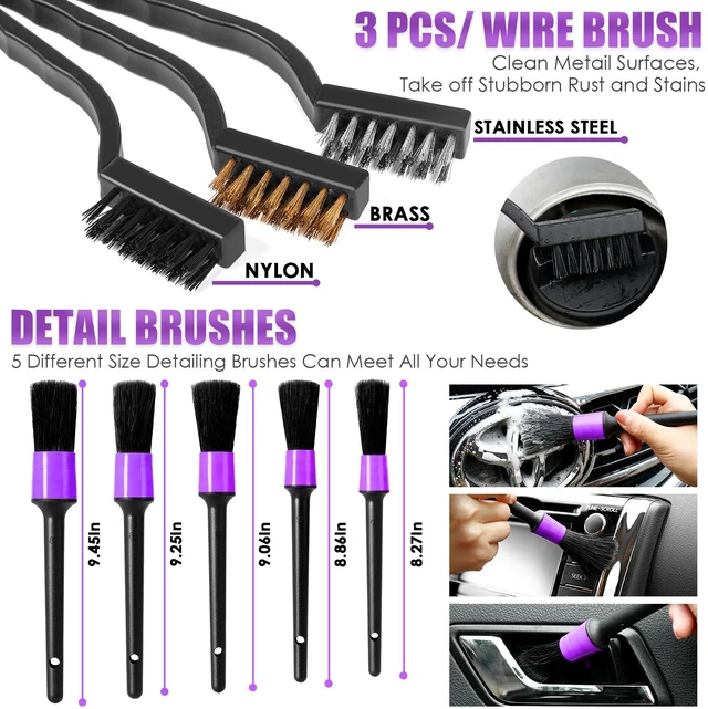 Alt view image 5 of 7 - 17PCS Car Cleaning Kit, Purple Car Interior Detailing Kit with High Power Handheld Vacuum, Detailing Brush Set, Windshield Cleaner, Cleaning Gel, Complete Auto Accessories for Women Gift