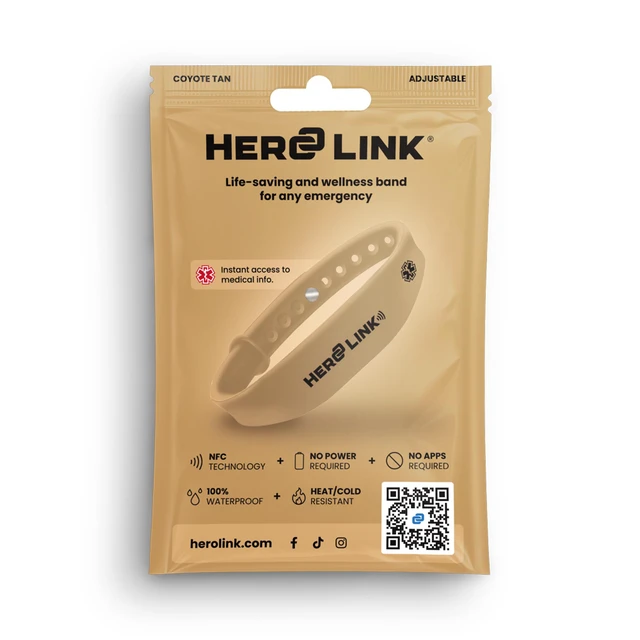Alt view image 2 of 7 - Medical Alert Bracelet | NFC Emergency ID Wristband | Silicone | Coyote Tan