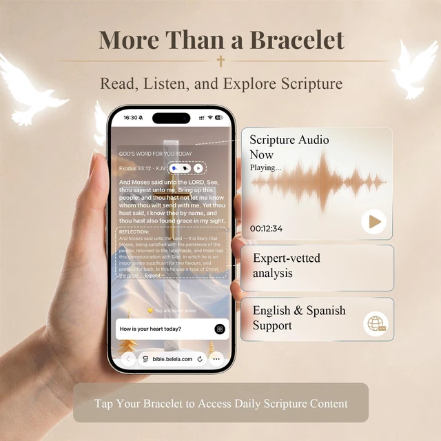 Alt view image 2 of 7 - Bible Verse Bracelet for Women, NFC Tap Scripture Jewelry | Tap to Pray, Audio & Reflection, Choose Scripture by Mood, 316 Stainless Steel, Faith Gift for Wife, Girlfriend, Mom, Friend