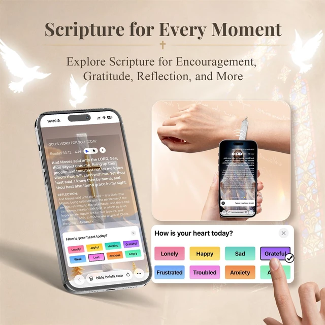 Alt view image 3 of 7 - Bible Verse Bracelet for Women, NFC Tap Scripture Jewelry | Tap to Pray, Audio & Reflection, Choose Scripture by Mood, 316 Stainless Steel, Faith Gift for Wife, Girlfriend, Mom, Friend