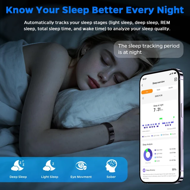 Alt view image 6 of 7 - Smart Fitness Tracker Bracelet for Women & Men with Sleep Monitoring | 24/7 Heart Rate & Blood Oxygen Monitor, Activity Tracker with 7-Day Battery, Step Counter, Fitness Watch for Android & iPhone