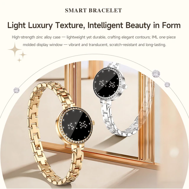 Alt view image 2 of 7 - Smart Bracelet for Women Elegant Fitness Tracker Fitness Bracelet with Heart Rate Monitor Sleep Tracker for Android iOS Rosegold