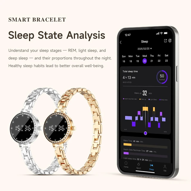 Alt view image 4 of 7 - Smart Bracelet for Women Elegant Fitness Tracker Fitness Bracelet with Heart Rate Monitor Sleep Tracker for Android iOS Rosegold