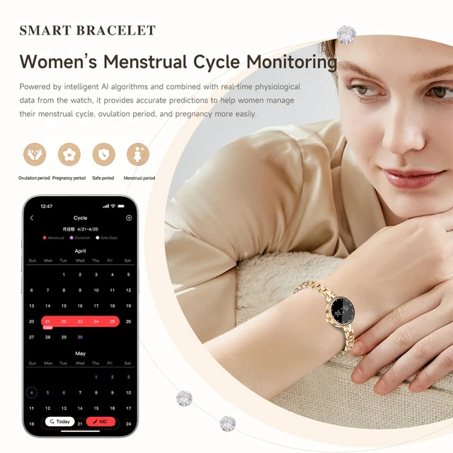 Alt view image 5 of 7 - Smart Bracelet for Women Elegant Fitness Tracker Fitness Bracelet with Heart Rate Monitor Sleep Tracker for Android iOS Rosegold