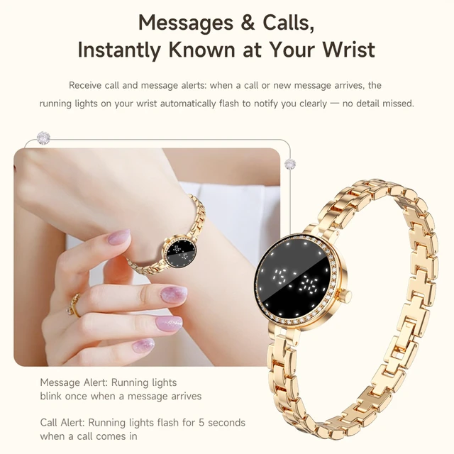 Alt view image 7 of 7 - Smart Bracelet for Women Elegant Fitness Tracker Fitness Bracelet with Heart Rate Monitor Sleep Tracker for Android iOS Rosegold