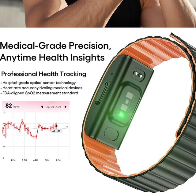 Alt view image 3 of 6 - V4 Silver EDA GSR Skin Sensor Smart Band Fitness Tracker Telemedicine Devices Smart Health Bracelet De Smart Watch Bands (Black and Grey)