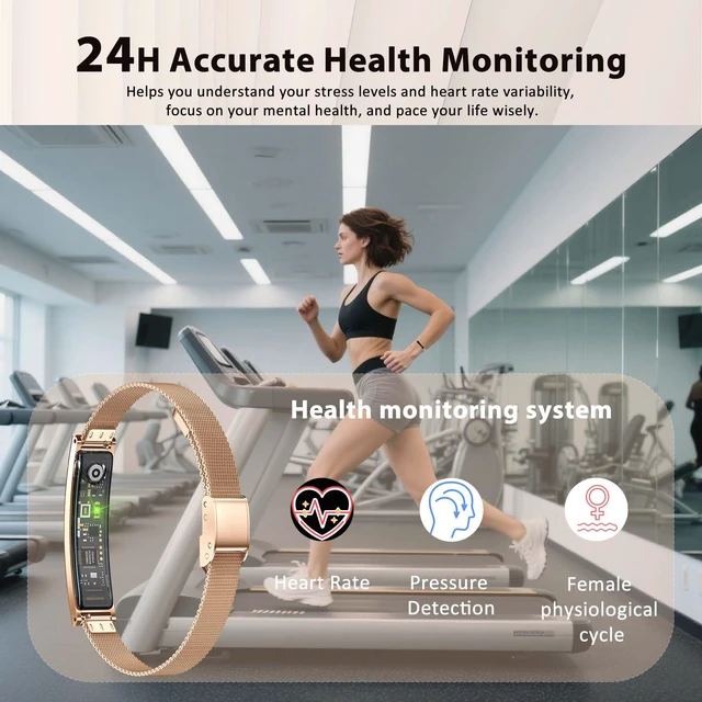 Alt view image 5 of 7 - Fitness Health/Calorie Tracker with 2 Bands, Sleep Detection Bracelet | Heart Rate, 5ATM Waterproof, Pressure Detection, Multiple Sport Modes, Pedometer Smart Bracelet for Women Men Android iOS