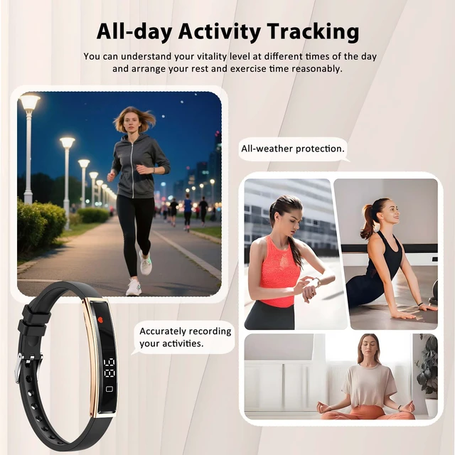 Alt view image 3 of 7 - Fitness Health/Calorie Tracker with 2 Bands, Sleep Detection Bracelet | Heart Rate, 5ATM Waterproof, Pressure Detection, Multiple Sport Modes, Pedometer Smart Bracelet for Women Men Android iOS