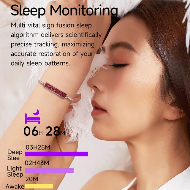 Alt view image 3 of 7 - Fitness Tracker Dressy Diamond Smart Bracelet for Women Ladies Health Wristband Heart Rate Monitor Sleep Tracker Step Counter Pedometer Waterproof Fashion Activity Tracker