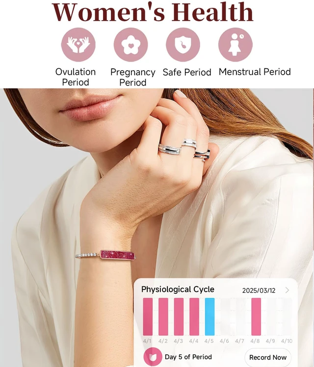 Alt view image 7 of 7 - Fitness Tracker Dressy Diamond Smart Bracelet for Women Ladies Health Wristband Heart Rate Monitor Sleep Tracker Step Counter Pedometer Waterproof Fashion Activity Tracker