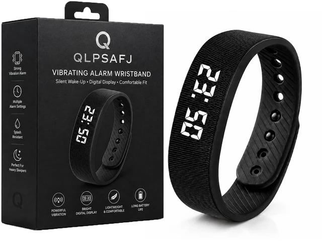 Main image of Vibrating Alarm Clock for Heavy Sleepers Fit Wristband Smart Watch Bracelet Mens Womens Shock Silent Vibration Digital Wrist Wake up for Deep Sleep Very Loud Deaf People Wearable Wrist