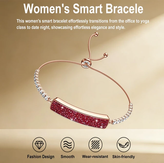 Alt view image 2 of 7 - Women's Smart Bracelet Fitness Tracker - 5ATM Waterproof, 24/7 Heart Rate Blood Oxygen HRV Stress Tracker, 24H Sleep Monitor, Multi-Sport Modes, Free App for iOS & Android,The Best Gift (2 Bands)