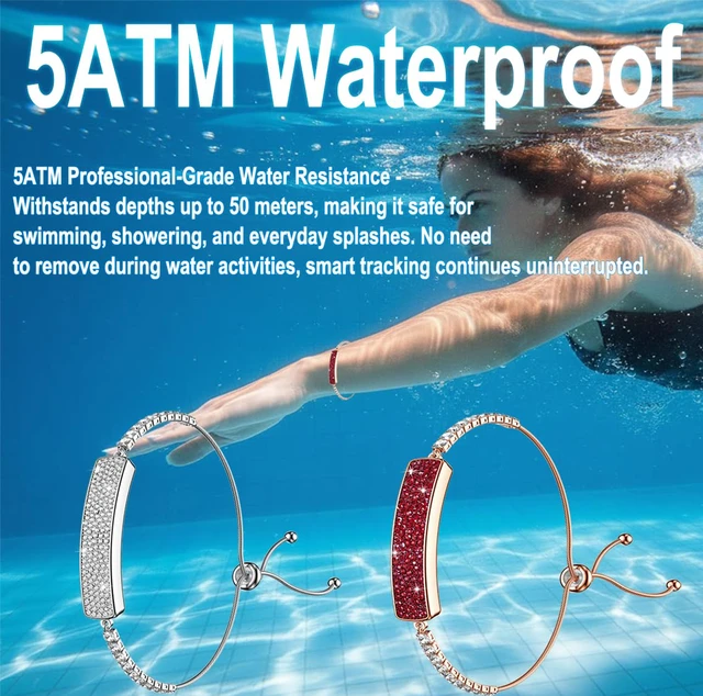 Alt view image 4 of 7 - Women's Smart Bracelet Fitness Tracker - 5ATM Waterproof, 24/7 Heart Rate Blood Oxygen HRV Stress Tracker, 24H Sleep Monitor, Multi-Sport Modes, Free App for iOS & Android,The Best Gift (2 Bands)