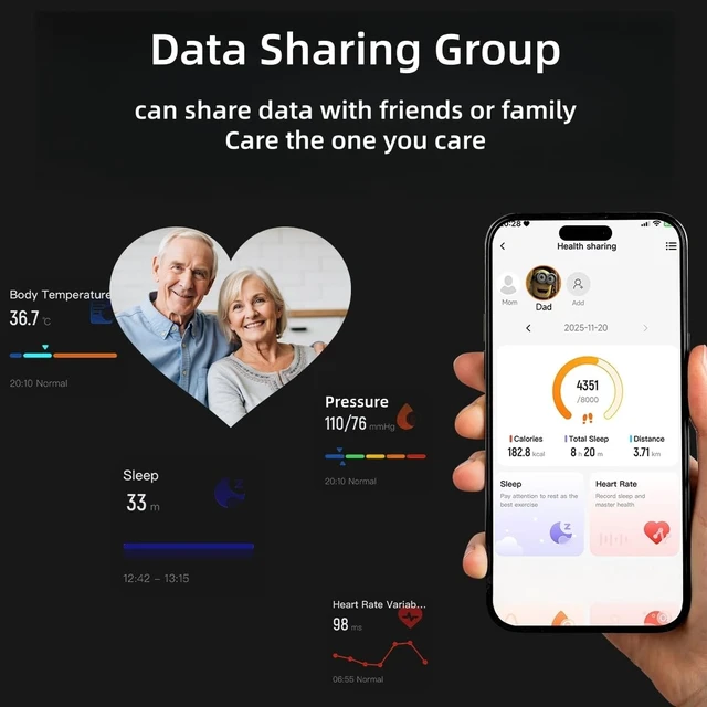 Alt view image 2 of 7 - Smart Bracelet for Women Men, Screenless Activity Fitness Trackers, 24H Sleep Tracker, Group Share Smart Band with Free APP, 2 Strap.,