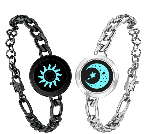 Main image of Long Distance Touch Bracelets for Couples, Vibration & Light Up Smart Matching Bracelets, Remote Connection Love Jewelry Gifts for Long Distance Relationship Girlfriend Boyfriend (Set of 2)