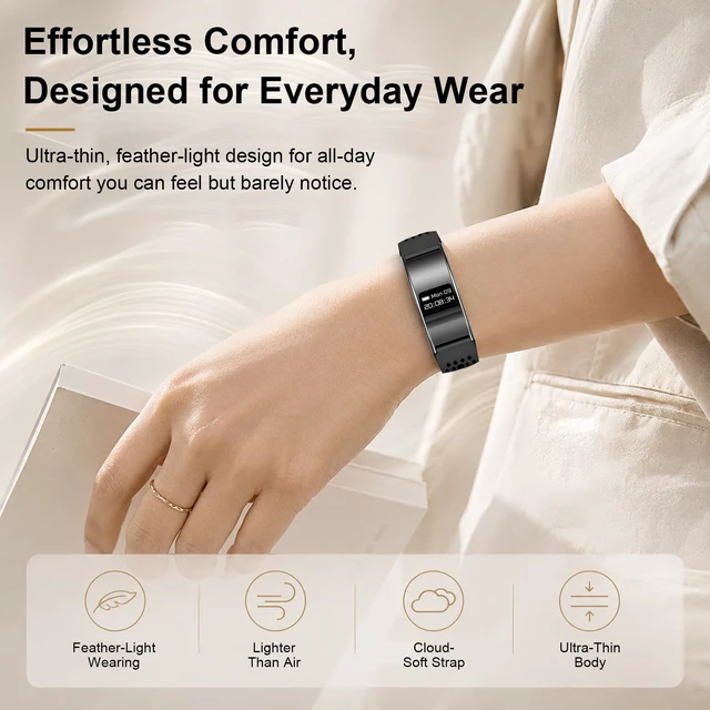Alt view image 4 of 7 - Smart Bracelet for Women Men, Activity Fitness Tracker, Smart Wristband with Heart Rate/Blood Oxygen/Sleep Monitor/Pedometer, IPX8 Waterproof Slim Smart Watch for Android iPhone, 2 Bands, Black