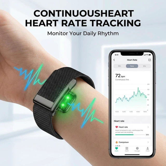 Alt view image 3 of 7 - Smart Band Smart Bracelet Fitness Tracker for Women Men Health Arm Band Tracker with Heart Rate Sleep Monitor NFC Android iOS Midnight