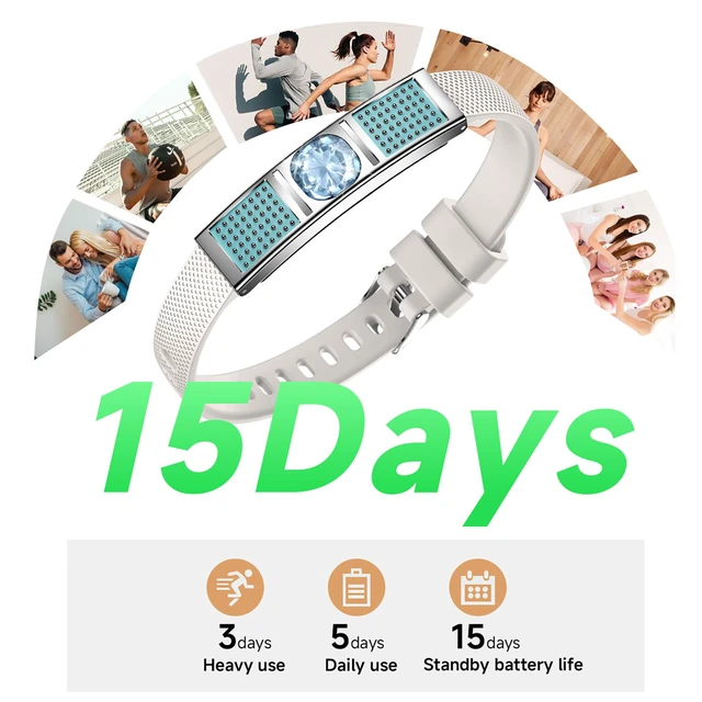 Alt view image 5 of 6 - Slim Fitness Tracker for Women Heart Rate/Sleep/Stress Monitor Stylish Ladies Smart Bracelet Diamond Waterproof Activity Tracker Calorie Counter Long Battery Life Compatible with Android iOS