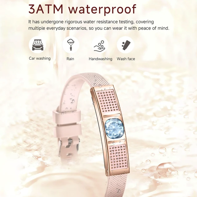 Alt view image 6 of 6 - Slim Fitness Tracker for Women Heart Rate/Sleep/Stress Monitor Stylish Ladies Smart Bracelet Diamond Waterproof Activity Tracker Calorie Counter Long Battery Life Compatible with Android iOS